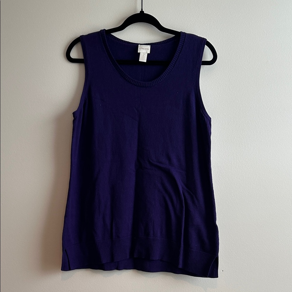 Chico's Rich Purple Sleeveless Sweater Tank